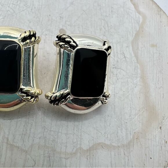 Vintage Avon Silver and Black Post Earrings - Picture 6 of 8